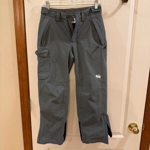 REI Kids Medium 10/12 Dark Gray/Black Fleece Lined Snowpants- Fantastic!!!